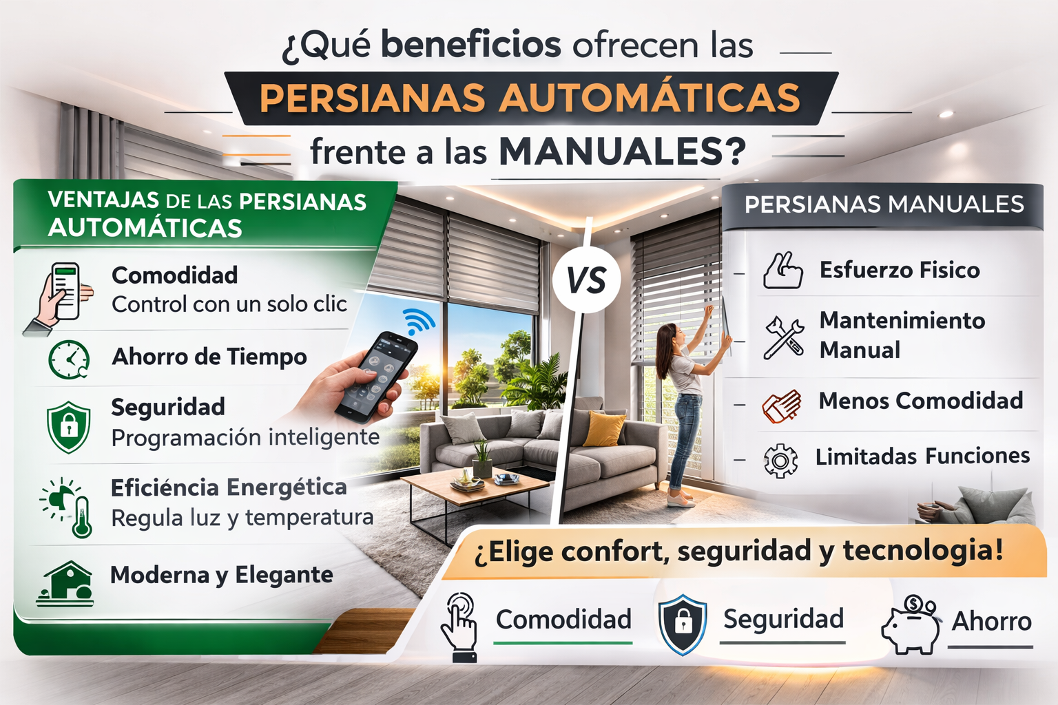 Que beneficios ofrecen persianas automaticas frente a las manuales - &iquest;Qu&eacute; beneficios ofrecen las persianas autom&aacute;ticas frente a las manuales?
