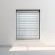 Panel de persianas metálicas anodizadas en un marco minimalista, ideal para locales comerciales. Cuales son las persianas metalicas mas recomendadas para locales comerciales.